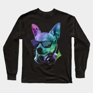 Dj Chiuahua With Headphones And Sunglasses Long Sleeve T-Shirt